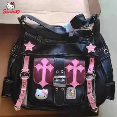 Sanrio Hello Kitty Gothic Punk Vintage Pink Cross Chains Crossbody Bag • $64.30