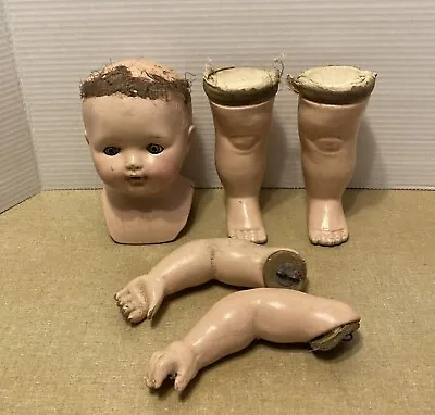 Antique 1920s CENTURY DOLL CO Composition Doll Parts Head W/Sleep Eyes Arms Legs • $17.99