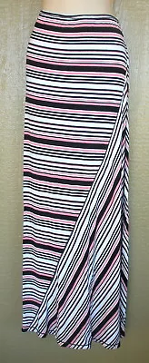 Max Edition S Black White Pink Stripe Modest Maxi Long Length Ankle Skirt • $16.99