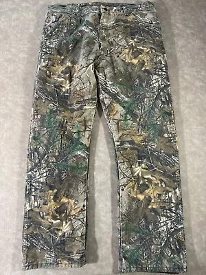 Wrangler Pro Gear Mens Straight Leg Fleece Real Tree Camo Hunting Pants 40x32 • $29.99