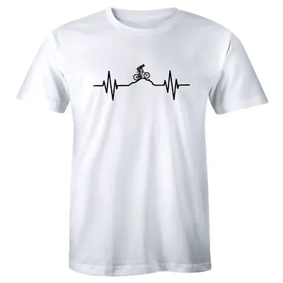 Bike Heartbeat Pulse Shirt Mountain Cycling Bicycle Ride Exercise Men's T-shirt • $11.78