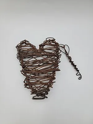 Vintage Wire Heart Sculpture Rusty Wire Heart With Key OOAK  • $29.99
