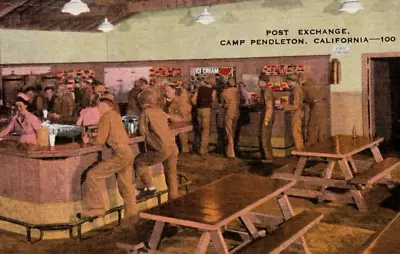 Postcard Camp Pendleton Post Exchange Interior View Soldiers Women California • $8.95