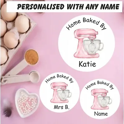 48 Personalised Baking Stickers Gift Labels ANY NAME Cakes Cake Box Cupcakes Etc • £2.99