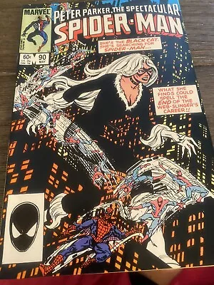 Spectacular Spider-Man #90 (1st Black Costume/Venom Black Cat) - • $35