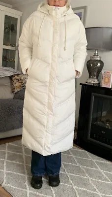 Missguided Maxi Chevron Duvet Coat In Winter White. Size 12 / 14 BNWT • £15.99