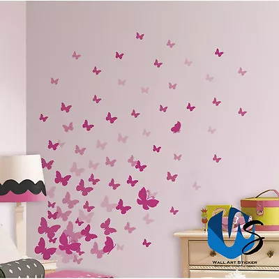 DIY 37 Mixed Size Butterfly Design Wall Art Stickers Decals Baby Nursery Bedroom • £2.75