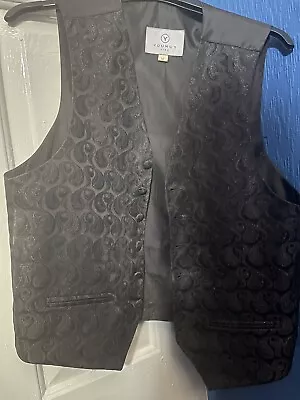 Punk Rave Mens Vest Waistcoat Black Damask Velvet Goth Steampunk Aristocrat VTG • £32.99