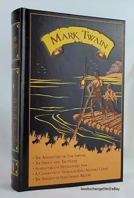 MARK TWAIN 5 Novels: Adventures Of Tom Sawyer Huckleberry Finn +3 Leather Bound • $34.99