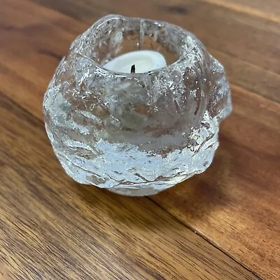 Vintage Kosta Boda Glass Snowball Candle Holder 7.5x7.5cm Sweden • $12.95
