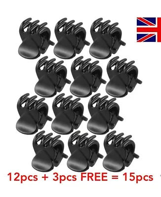 £2.67 • Buy 12 Mini Hair Claw Clips Clamps Small 1CM Plastic Black Hair Clip Grips Pins UK