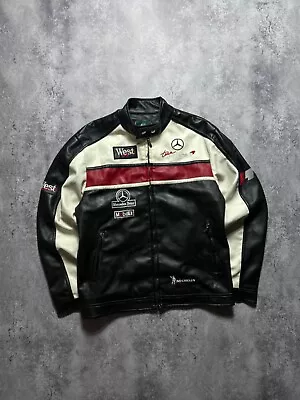 Vintage Leather Jacket Mercedes-Benz Racing Big Logo • $280