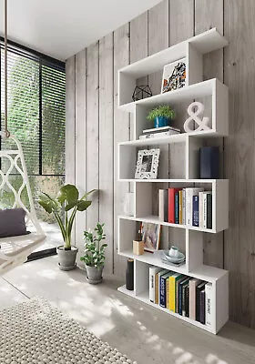 Venice White Gloss Open Back Tall Bookcase Bookshelf Book Storage • £149