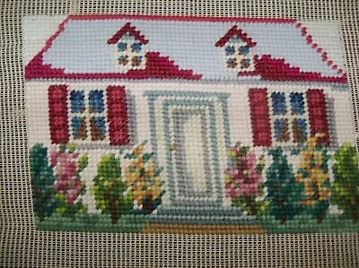 Vintage Needlepoint House DOORSTOP With Cottage Garden • $9.99