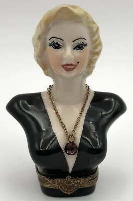 Gerard Ribierre Peint Main Limoges France Marilyn Monroe Trinket Box Necklace • $369.95