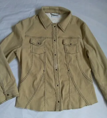 Tuzzi Women's Shirt Overshirt Beige Faux Suede Western Cowgirl UK 14 Vintage Y2K • £5.50