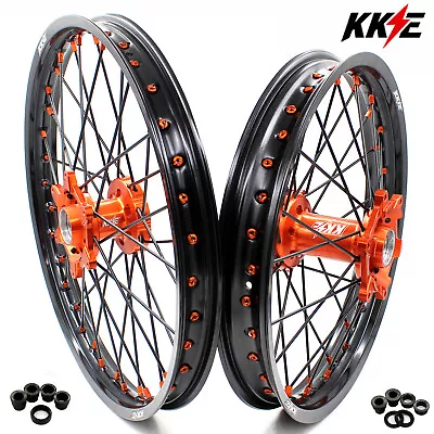 KKE 21/18 CNC Wheels For 2003-2022 KTM XCW EXC F MXC 125-530CC Black Spoke Rims • $629