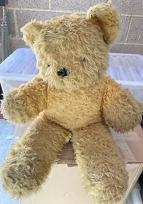 Large Vintage Old Plush Chad Valley Teddy Bear Blue Eyes W/ Label Well Loved TLC • £10
