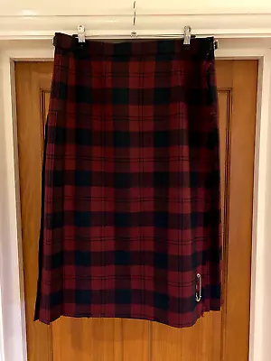 Highland Kilts 100% Wool Dark Red Tartan Check Kilt Skirt Size 18 • $44.20