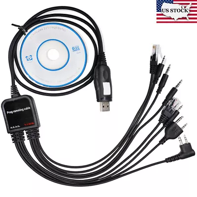 8 In 1 USB Programming Cable Cord With CD For Baofeng Motorola Kenwood HYT Radio • $14.40