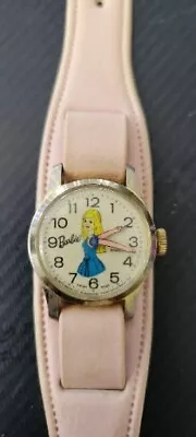 VINTAGE BARBIE Mechanical Wind Up Wrist Watch Mattel 1973 Swiss Made Pink Band • $11.99