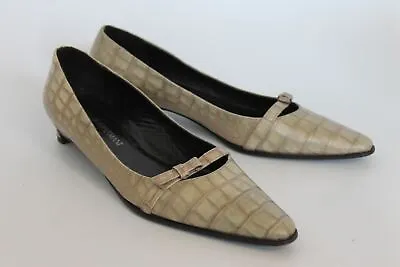 £124.95 • Buy EMPORIO ARMANI Ladies Beige Leather Croc-Effect Low-Heel Shoes EU38 UK5