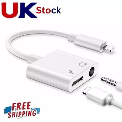 2 In 1 Adapter Splitter Dual Headphone Aux Audio & Charger IPhone 13 12 11 X 8 7 • £1.49