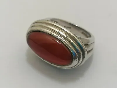 Sterling Silver And Coral Ring Size K By QVC 10.9g • £24