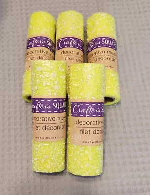 5 Rolls Crafter's Square 6  Splatter Decorative Mesh 3 Yd Rolls ~ Lime Yellow • $15.99