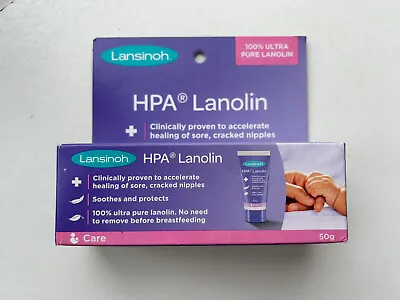 Lansinoh LARGE 50ml HPA Lanolin Nipple Cream For Sore Nipple & Cracked Skin • £12