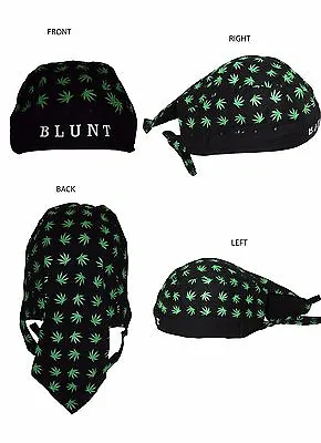 Blunt Weed Leaf Marijuana Pot Black Do Rag Doo Rag Skull Cap Head Wrap • $9.88