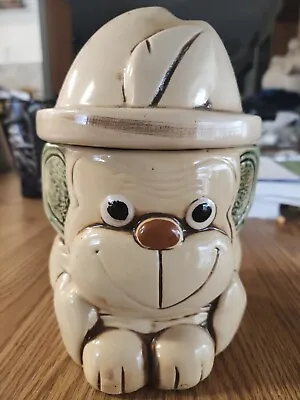 Vintage Mount Clemens Pottery Monkey Cookie Jar With Hat Lid 8  Tall  • $5