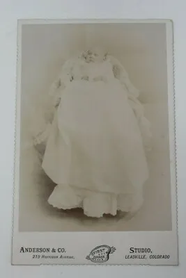 Antique Cabinet Card Photograph- Baby Sitting In Bassinette Dapped In White   • $10.26