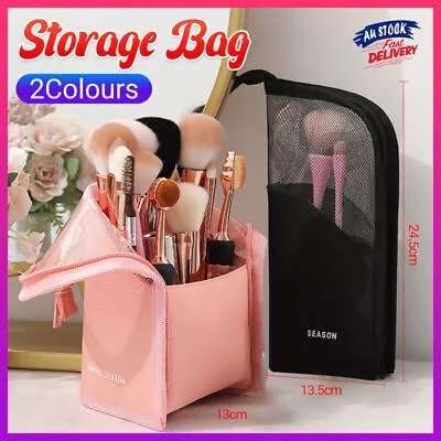 Stand Cosmetic Bag Travel Zipper Makeup Brush Holder Organizer Pouch Case Cover • $9.35