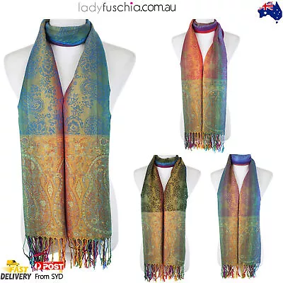 AU SELLER Syd Women Warm Rainbow Soft Large Face Neck Head Premium Winter Scarf • $14.95