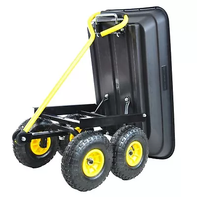 Heavy Duty Garden Dump Wheelbarrow Wagon Cart Yard Lawn Utility Outdoor Steel • $109.99