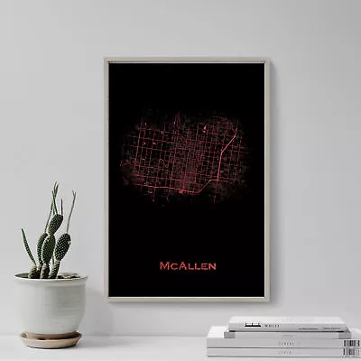 McAllen Texas USA Map  Red Splatter  - Art Print Poster Gift • $46.63