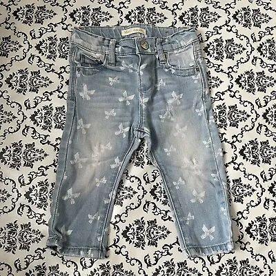 Zara Baby Girl Summer Clothes Ribbon Pattern |  3-6 Months Light Denim Jeans • £2