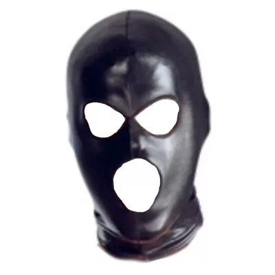 Black Wetlook Hood With 3 Holes Head Cover For Halloween Party And Cosplay • $18.89