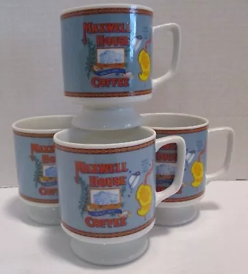 Vintage Maxwell House Coffee Pedestal Mugs 1970's Set Of 4 • $14.99