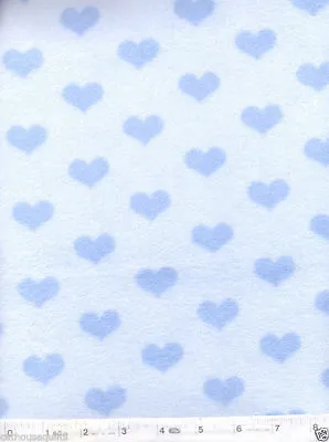 Light Blue Sweethearts Micro Chamois FLEECE Fabric - 60 Inch Wide - Half Yard • £6.64