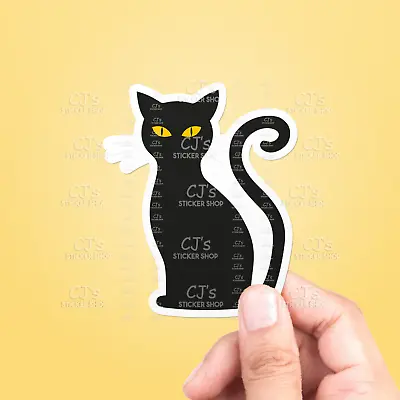 Black Cat Vinyl Sticker - Laptop Water Bottle Car Window Decal Animals Cute • $4.99