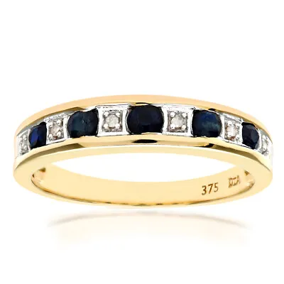 9ct Yellow Gold Sapphire And Diamond Eternity Ring By Naava • £199.71