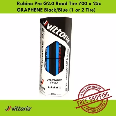 Vittoria Rubino Pro G2.0 Road Tire 700 X 25c GRAPHENE Black/Blue (1 Or 2 Tire) • $47.90