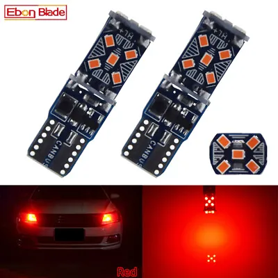 2 X CANBUS T10 Wedge 15 LED RED Auto Bulb NO ERROR W5W 194 168 158 192 501 2825 • $6.79