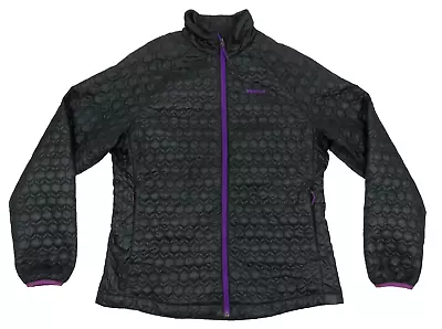 Marmot Black Purple Quilted Insulated Sewn Logo Womens Full Zip Coat Jacket XL • $59.99