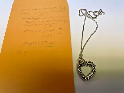 David Yurman Large Open Cable Heart Sterling Silver & 18k Box Chain Necklace 18  • $175