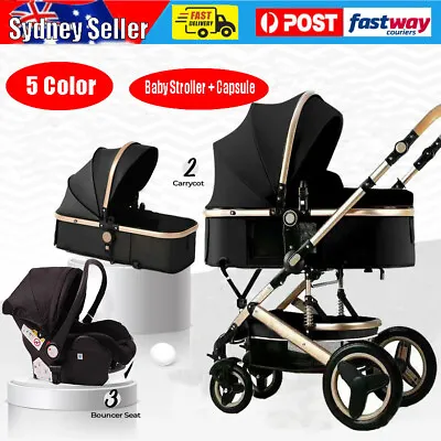 $322.99 • Buy Luxury Baby Stroller 3 In 1✅Pushchair Foldable Buggy Infant Travel With Car Seat