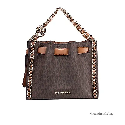 Michael Kors Mina Small Belted Brown Signature PVC Chain Inlay Crossbody Bag • $129