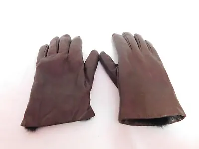 Ladies NORDSTROM Leather & RABBIT Fur Lined Gloves Size Medium • $34.99